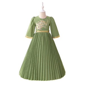 Muslim Girls Printed Pleated Dress