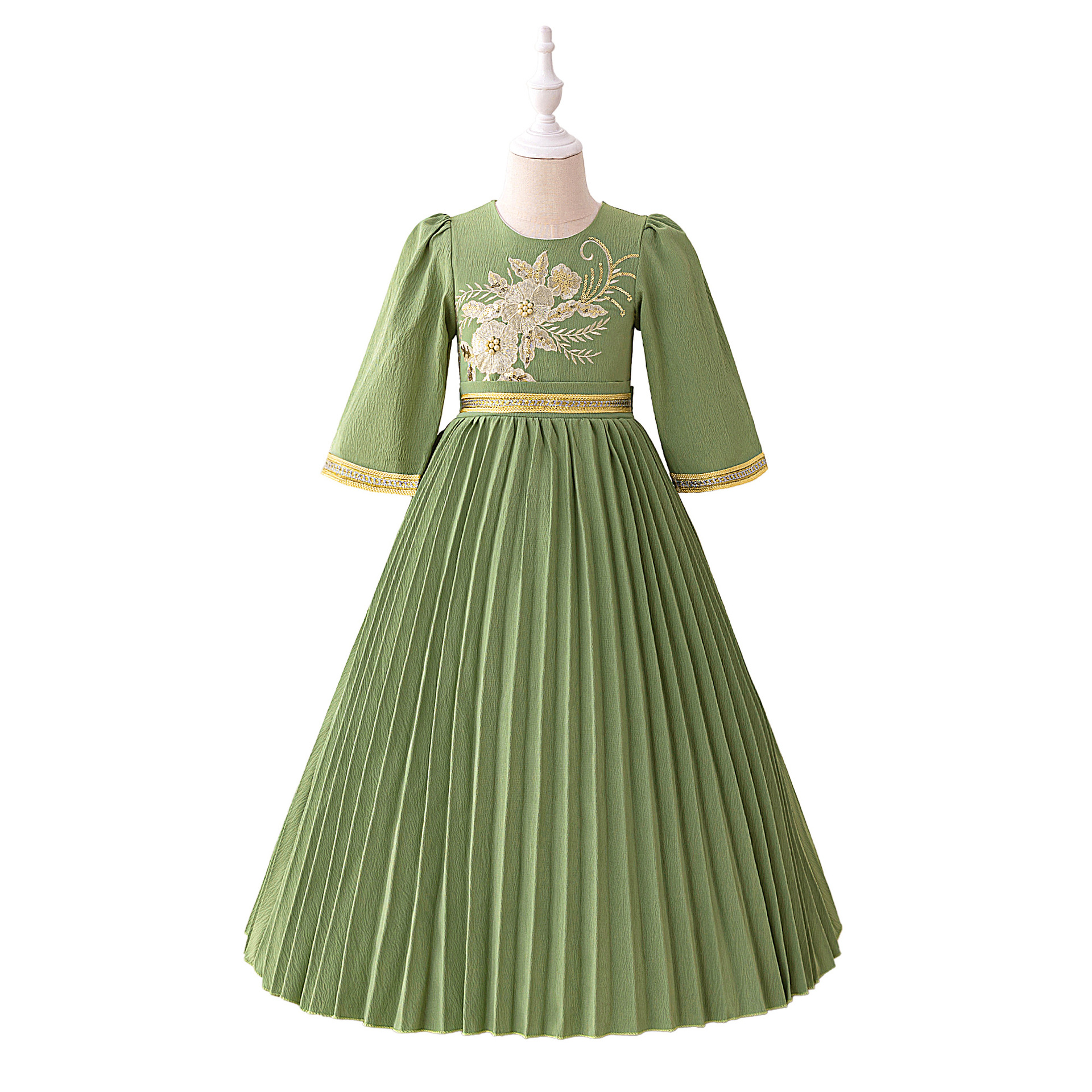 Muslim Girls Printed Pleated Dress