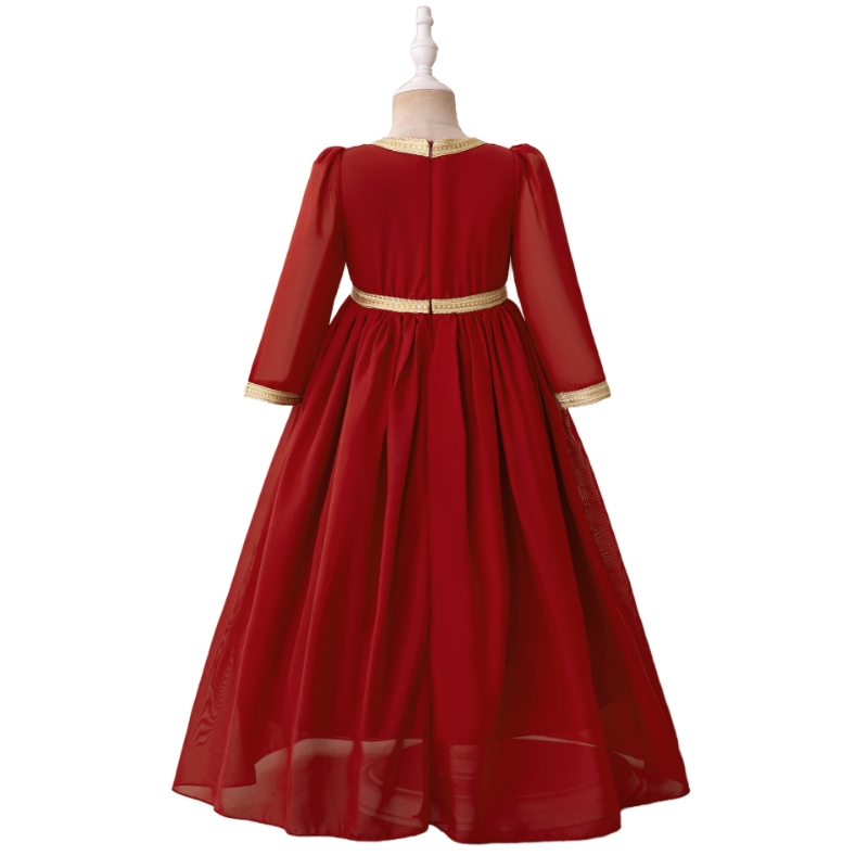 Muslim Girls Red Tulle Formal Dress