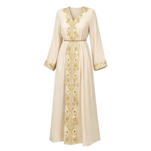 Apricot V Neck Gold Lace Dress