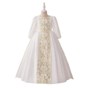 Girls Long Sleeve Tulle Panel Maxi Dress