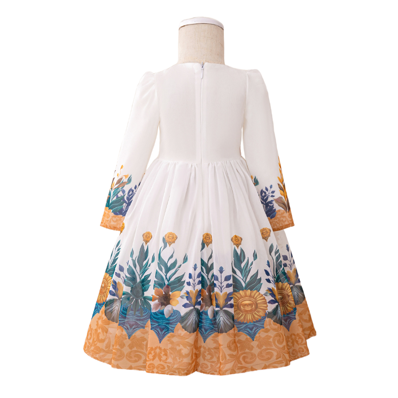 Muslim Girls Floral Satin Dress