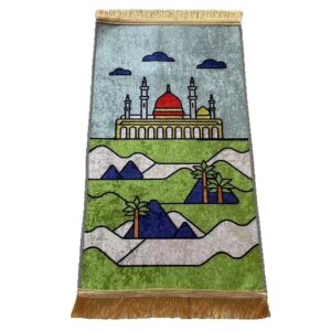 Printed Islamic Prayer Carpet for Kids