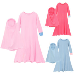 Girls Long Sleeve Dress and Hijab Set