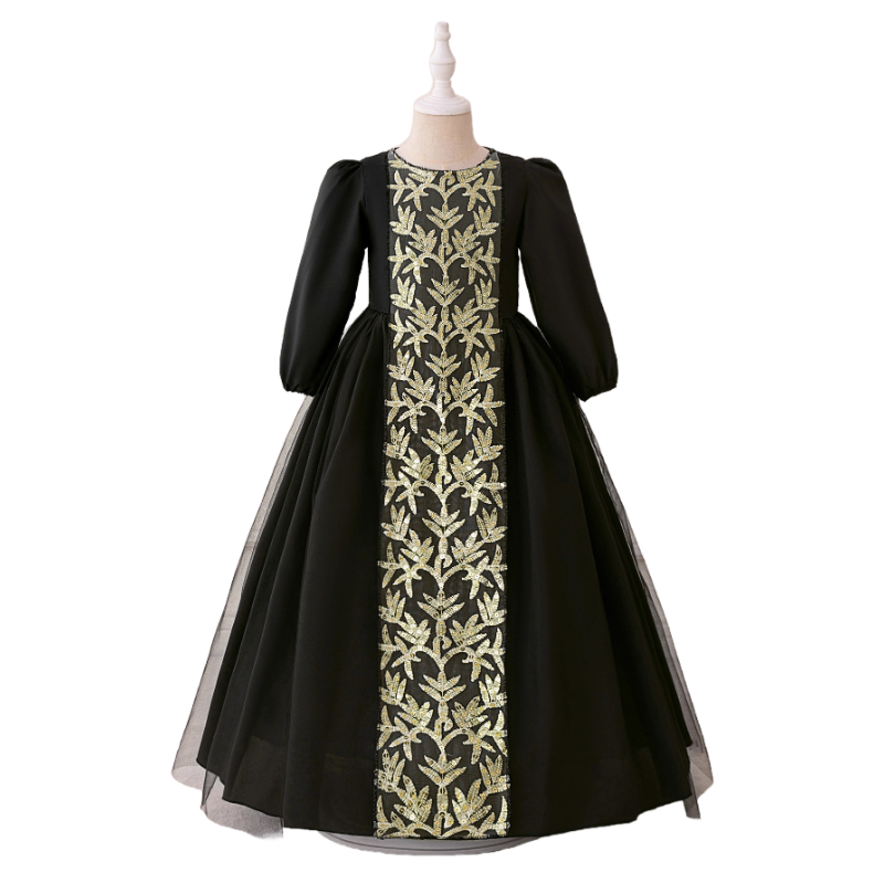 Muslim Girls Tulle Panel Maxi Dress