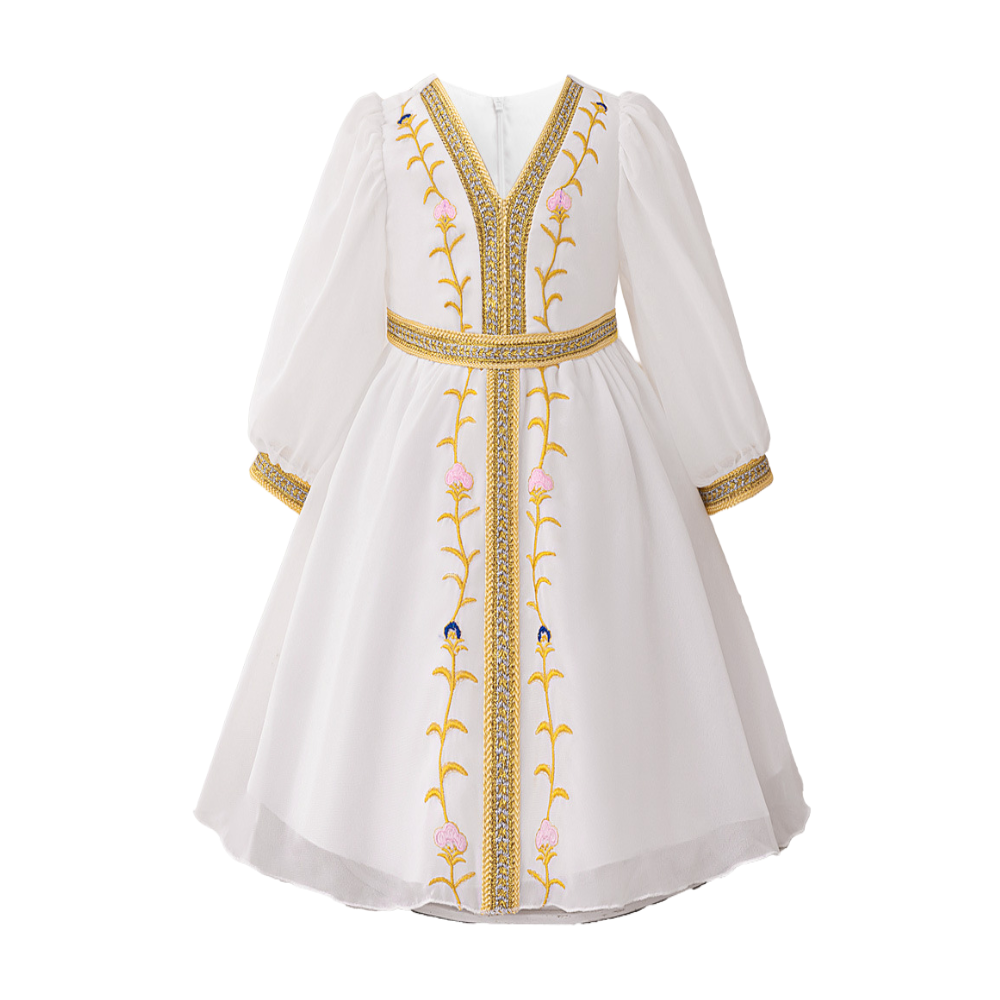 Girls White Modest Formal Dress
