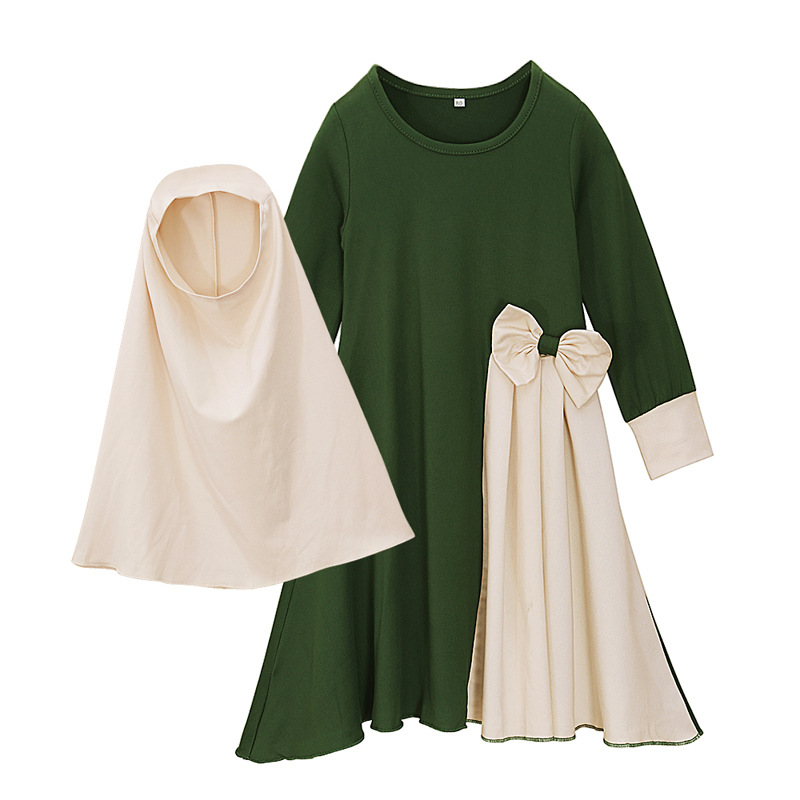 Girls Color Block Modest Islamic Dress Set