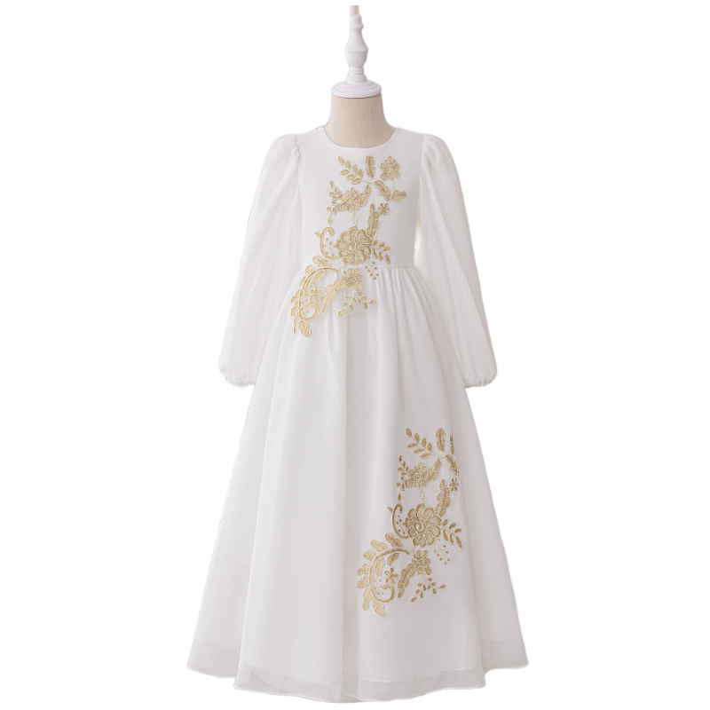Muslim Girls Elegant White Dress