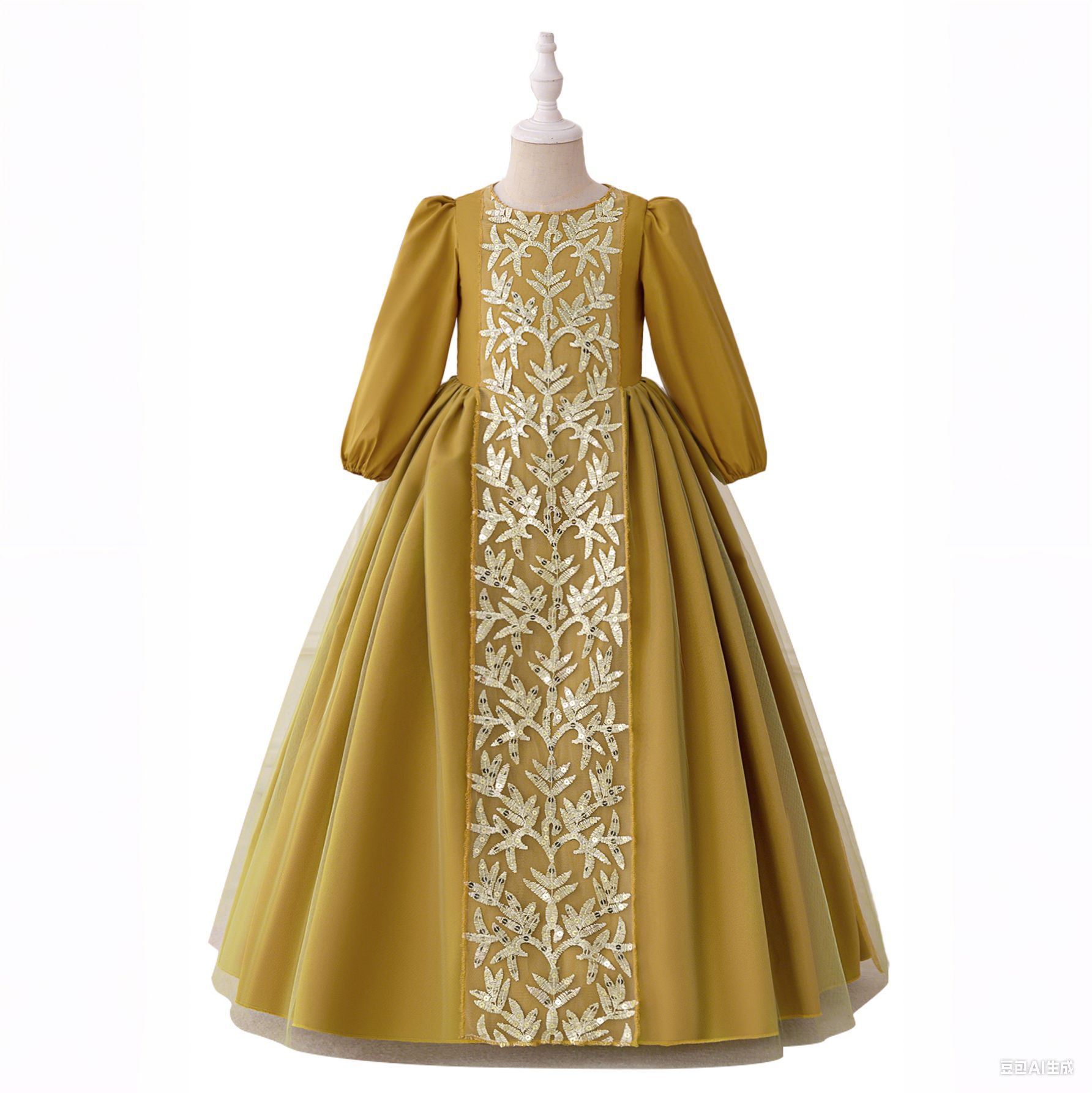 Girls Patterned Tulle Maxi Dress
