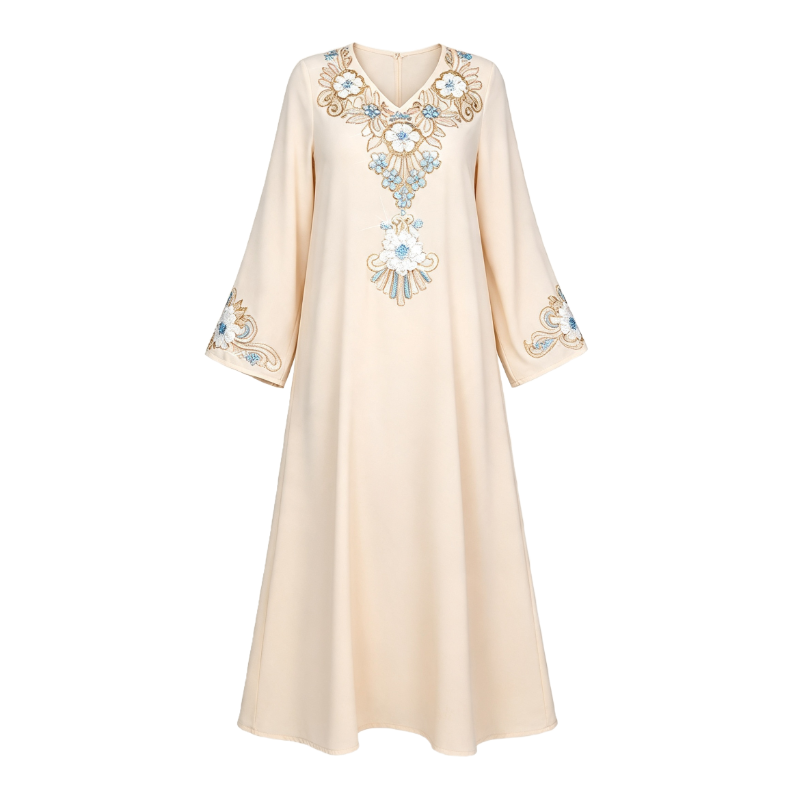 3D Flower Embroidery Islamic Dress