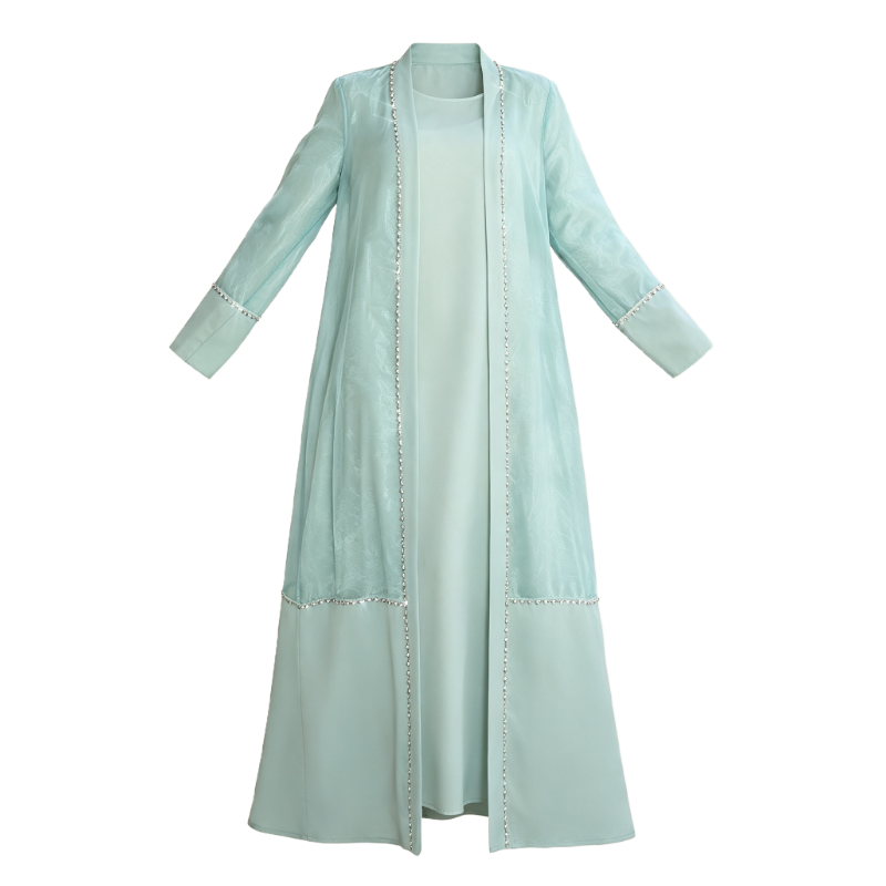 Mint Green Chiffon Abaya Set