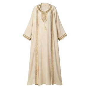 Milk Tea Color Hand Beaded Abaya
