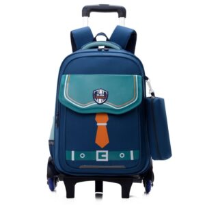 Kids Color Block Backpack with Pull Rod